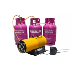 BLP 103 ET - Plynové topidlo s ventilátrem BLP103ET o max. výkonu 57-103 kW. Možnost připojení pokojového termostatu.